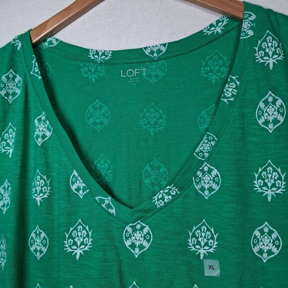 Loft Outlat Tank Top WOmen XL Green White Floral Kelly Green Burnout New READ - Picture 10 of 13